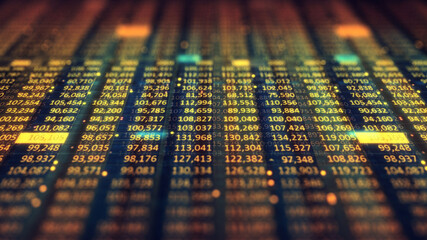 Financial, Business or Scientific Figures.  Taxes or Business Accounting. 3D Rendering. The Depth of Field.