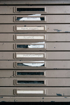 File cabinet drawers at a nature preserve