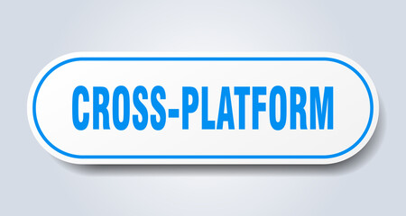 cross-platform sign. rounded isolated button. white sticker