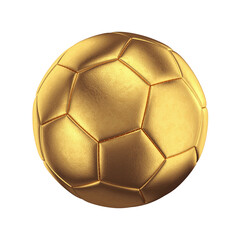 Golden soccer ball isolated on white background, 3D render