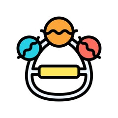 baby toy related baby toy with handle and three circles for kids vectors with editable stroke,