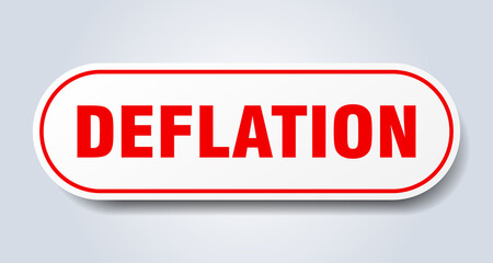 deflation sign. rounded isolated button. white sticker