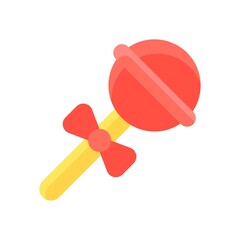 baby toy related lollipop with ribbon bowand stick for kids vectors in flat style,