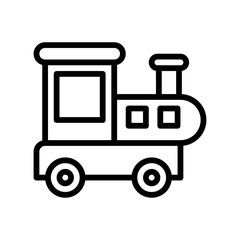 baby toy related baby train with glasses and tires for kids vectors in lineal style,