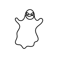 halloween ghost icon over white background, line style