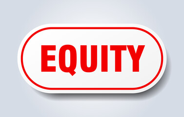 equity sign. rounded isolated button. white sticker
