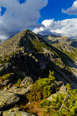 View from high mountain. clouds in the sky