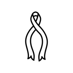 large awareness ribbon icon, line style