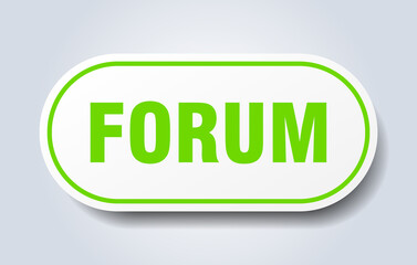 forum sign. rounded isolated button. white sticker