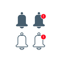 Notification bell icon. Incoming inbox message. Alarm icon. Vector illustration