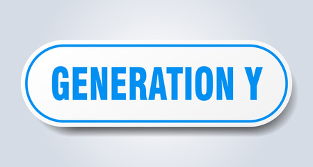generation y sign. rounded isolated button. white sticker