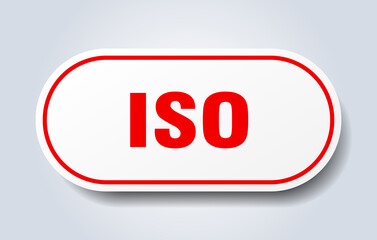 iso sign. rounded isolated button. white sticker