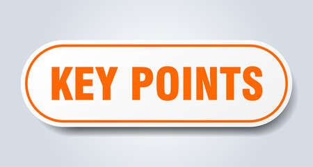 key points sign. rounded isolated button. white sticker