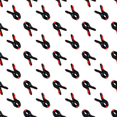 spring clips on white background pattern
