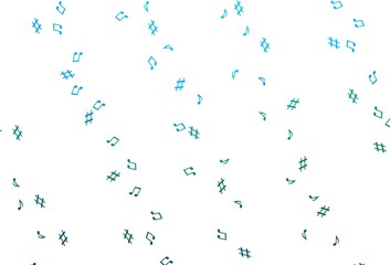 Light Blue, Green vector pattern with music elements.