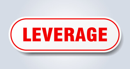 leverage sign. rounded isolated button. white sticker