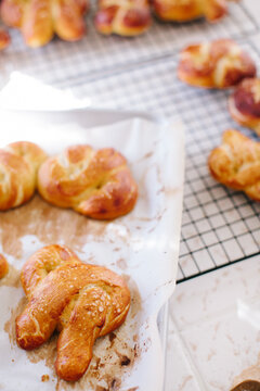 Homemade pretzels fresh out of the oven