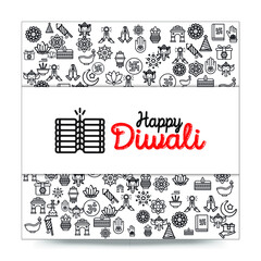 Set of Hand draw Happy Diwali Doodle backgrounds. Objects from Diwali doodle icons.	

