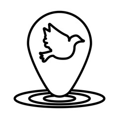 Obraz premium peace dove flying in pin location line style icon