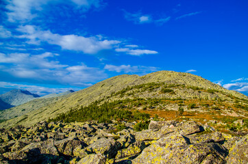 View from high mountain. clouds in the sky