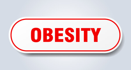 obesity sign. rounded isolated button. white sticker