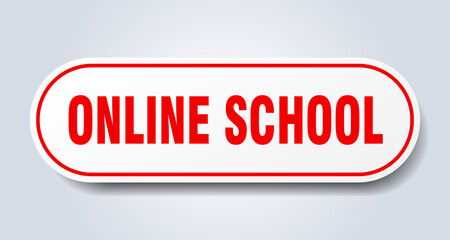 online school sign. rounded isolated button. white sticker
