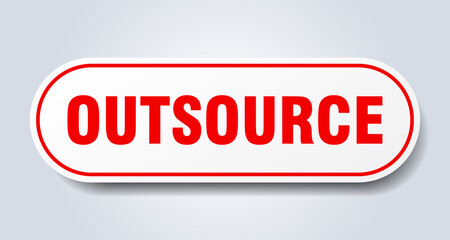 outsource sign. rounded isolated button. white sticker