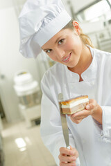 a young chef with cake