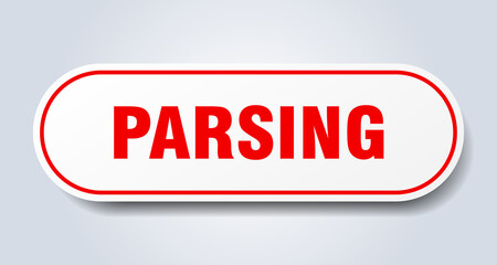 parsing sign. rounded isolated button. white sticker