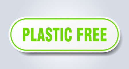 plastic free sign. rounded isolated button. white sticker