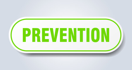 prevention sign. rounded isolated button. white sticker