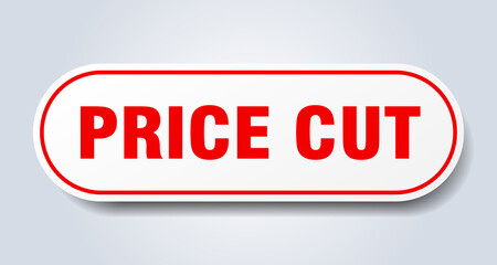 price cut sign. rounded isolated button. white sticker