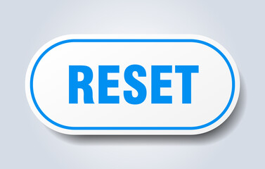 reset sign. rounded isolated button. white sticker