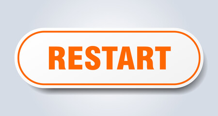 restart sign. rounded isolated button. white sticker