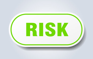 risk sign. rounded isolated button. white sticker
