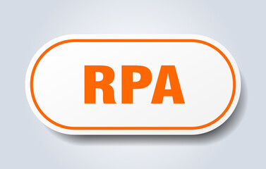 rpa sign. rounded isolated button. white sticker