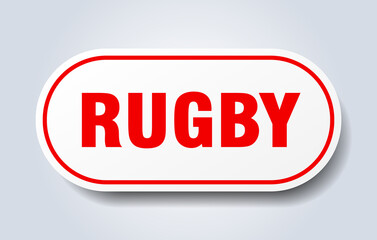 rugby sign. rounded isolated button. white sticker