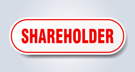 shareholder sign. rounded isolated button. white sticker