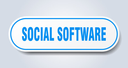 social software sign. rounded isolated button. white sticker