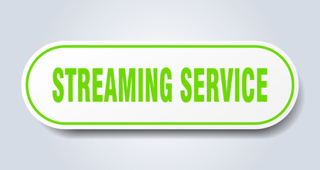 streaming service sign. rounded isolated button. white sticker