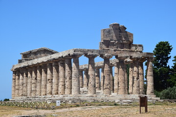 Fototapeta na wymiar Paestum - Il tempio di Atena 