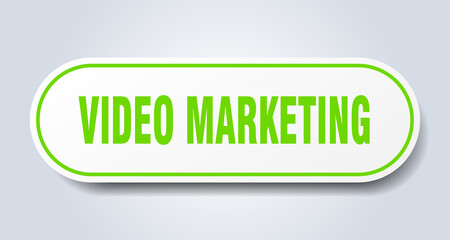 video marketing sign. rounded isolated button. white sticker