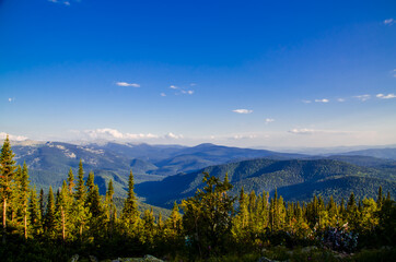 View from high mountain. clouds in the sky