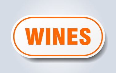 wines sign. rounded isolated button. white sticker