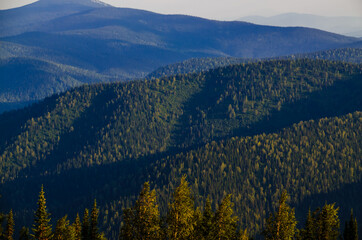 Fototapeta premium View from high mountain. clouds in the sky