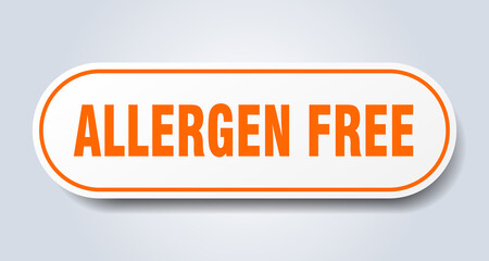 allergen free sign. rounded isolated button. white sticker