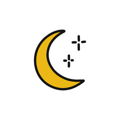 moon doodle icon, vector color line illustration