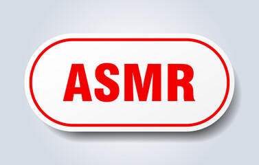 asmr sign. rounded isolated button. white sticker