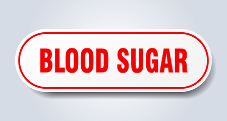 blood sugar sign. rounded isolated button. white sticker