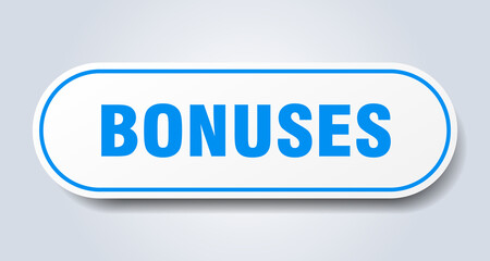 bonuses sign. rounded isolated button. white sticker